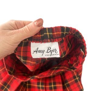 VTG Y2K 90s Amy Byer Plaid Pleated Skirt Red Black Yellow Girls Sz M Old Money